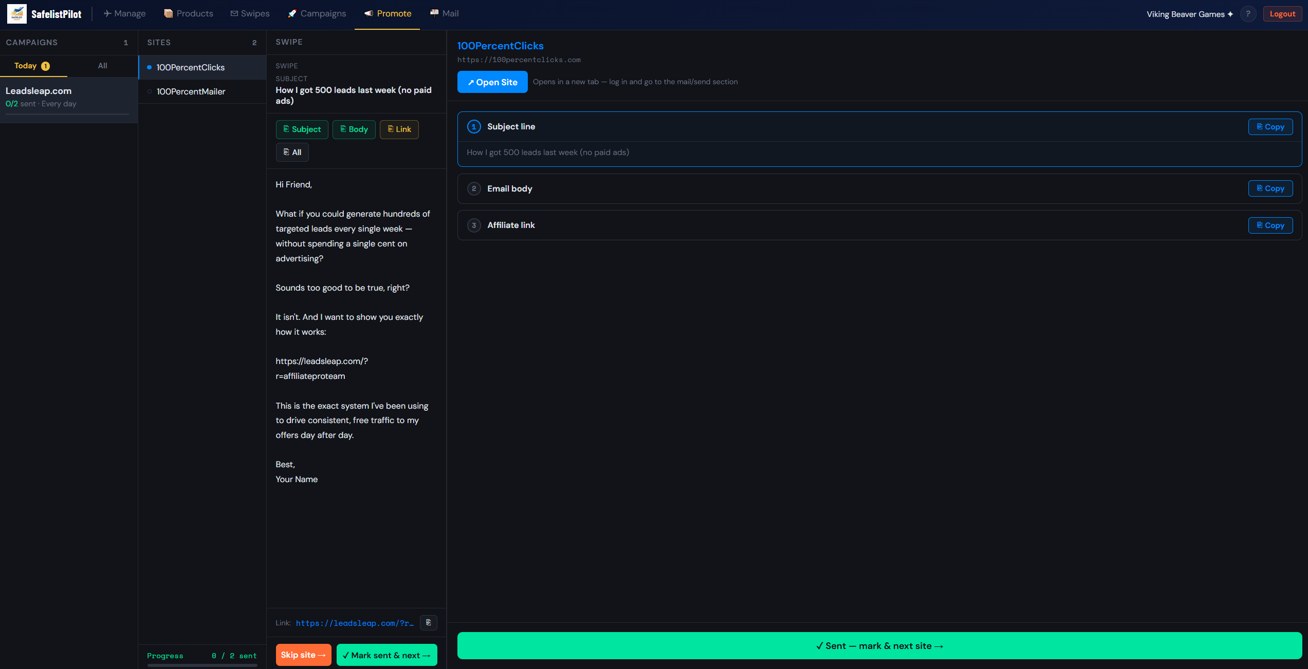 Promote tab screenshot